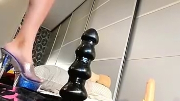 Young Tiny teen 18+ Brings on Huge Monster Dildos in her Loose asshole