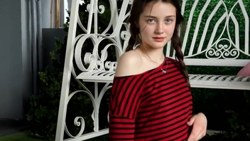 Alisa Angel - Cute Shy teen 18+ Brunette Takes Off Her Shorts