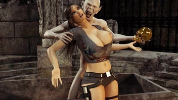 3D Zombie Fucks Lara Croft!